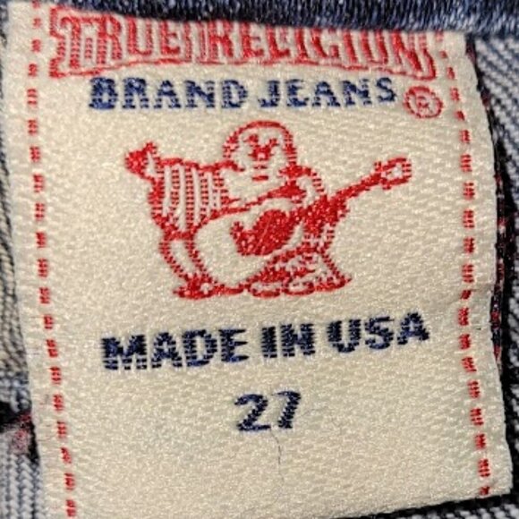 True Religion Voyager Jeans Straight Legs Pockets W/ Flap Crystal Button Size 27 - Picture 9 of 11